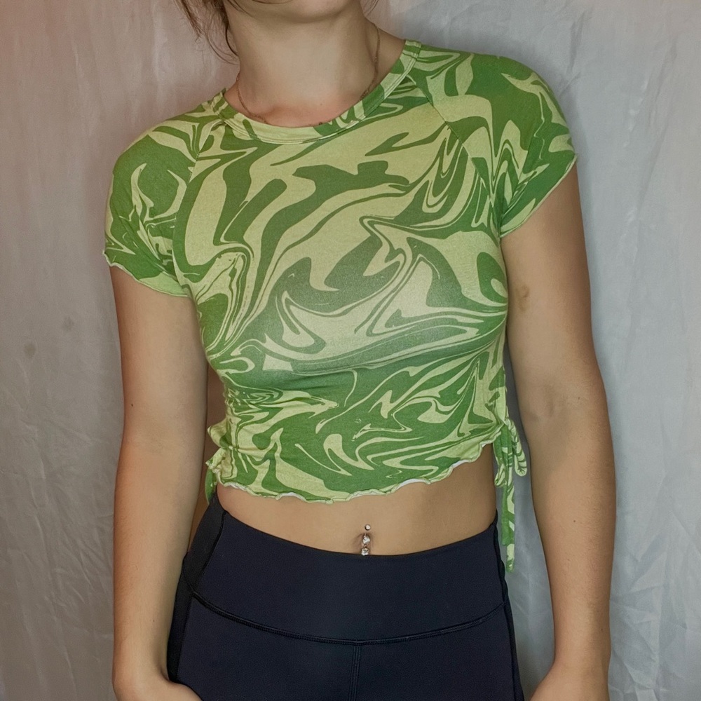 Pac Sun Green Scalloped Hem Crop Top Medium